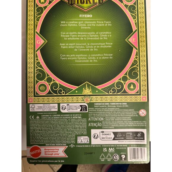 Mattel’ Wicked Fiyero Fashion Doll With Removable Accessories, MISPRINT - Picture 3 of 3